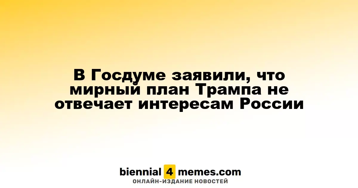 В Госдуме отметили, что план Трампа не соответствует российским интересам