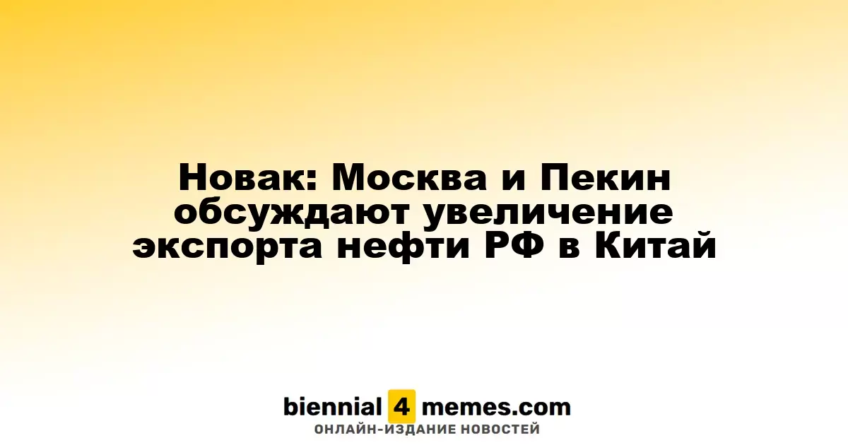 Новак: Россия и Китай обсуждают наращивание поставок нефти из РФ в Поднебесную