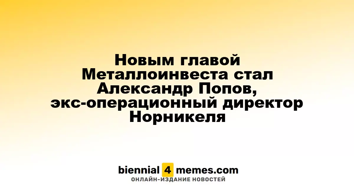 Александр Попов стал новым CEO Металлоинвеста, ранее работал в Норникеле