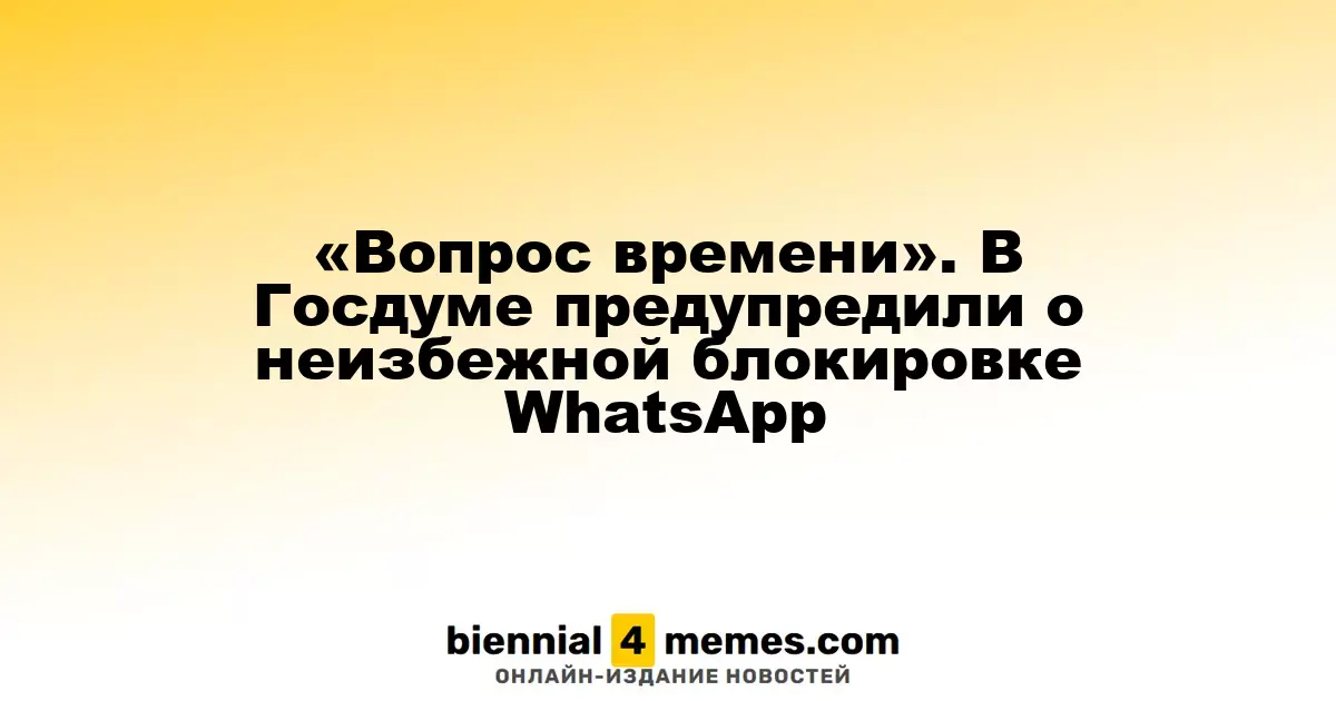 «Вопрос времени». В Госдуме предупредили о неизбежной блокировке WhatsApp