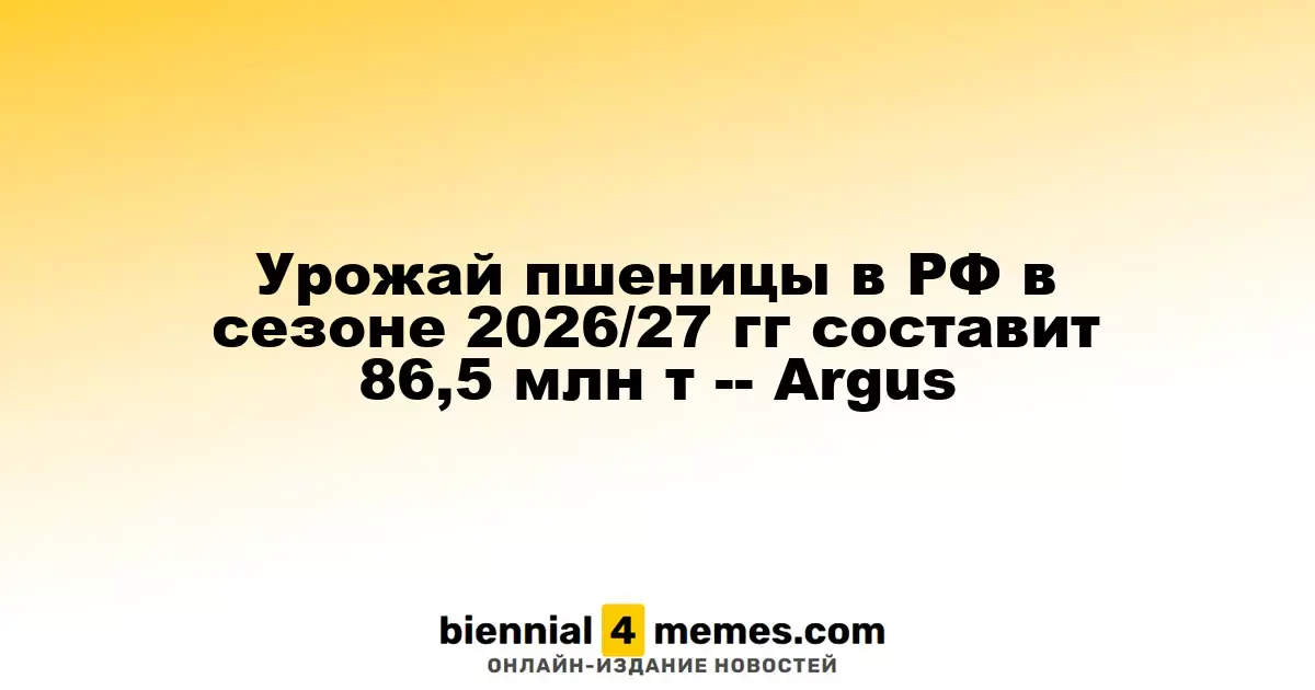 Прогноз урожая пшеницы в России на 2026/27 год составит 86,5 млн тонн - Argus