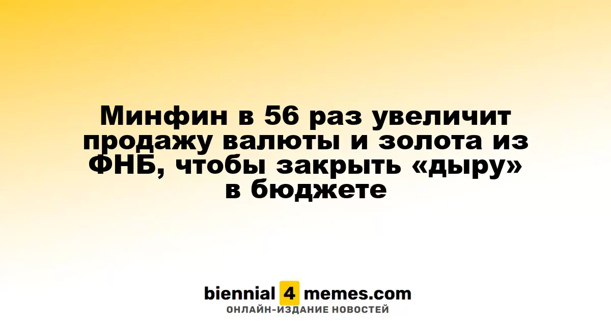 Минфин увеличит объем продаж валюты и золота из ФНБ в 56 раз для покрытия бюджетного дефицита
