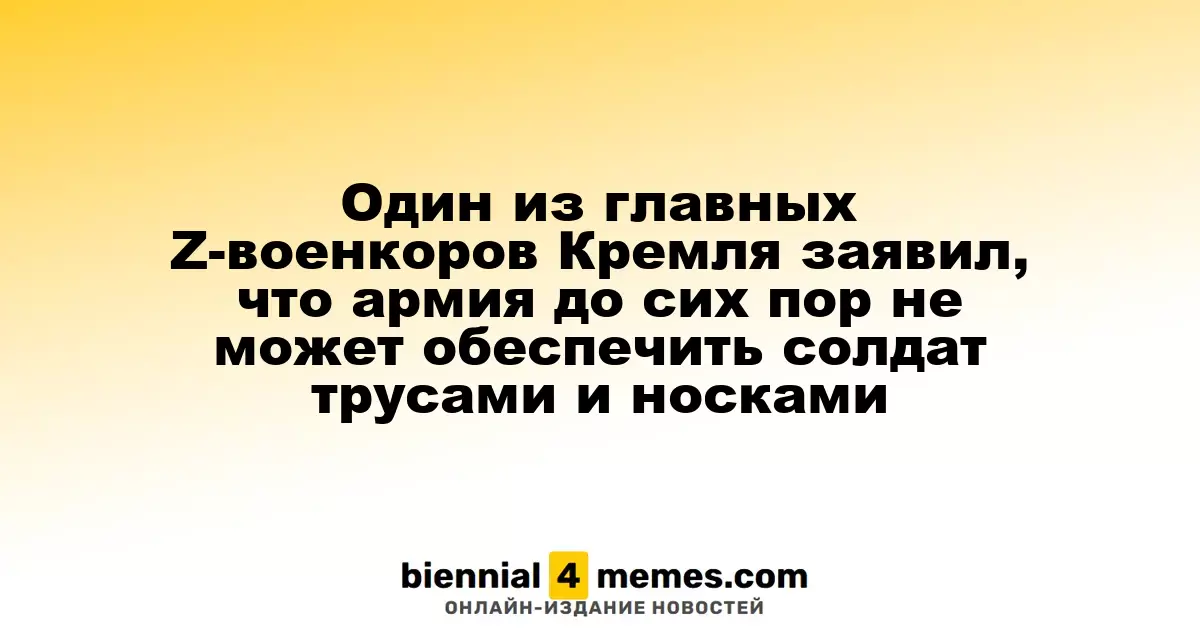 Кремлёвский военкор отметил, что армия по-прежнему не обеспечивает солдат нижним бельём и носками