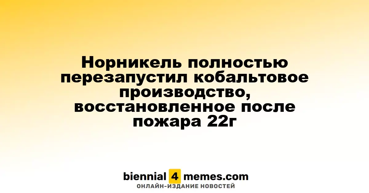 Норникель завершил полное восстановление кобальтового производства после пожара 2022 года