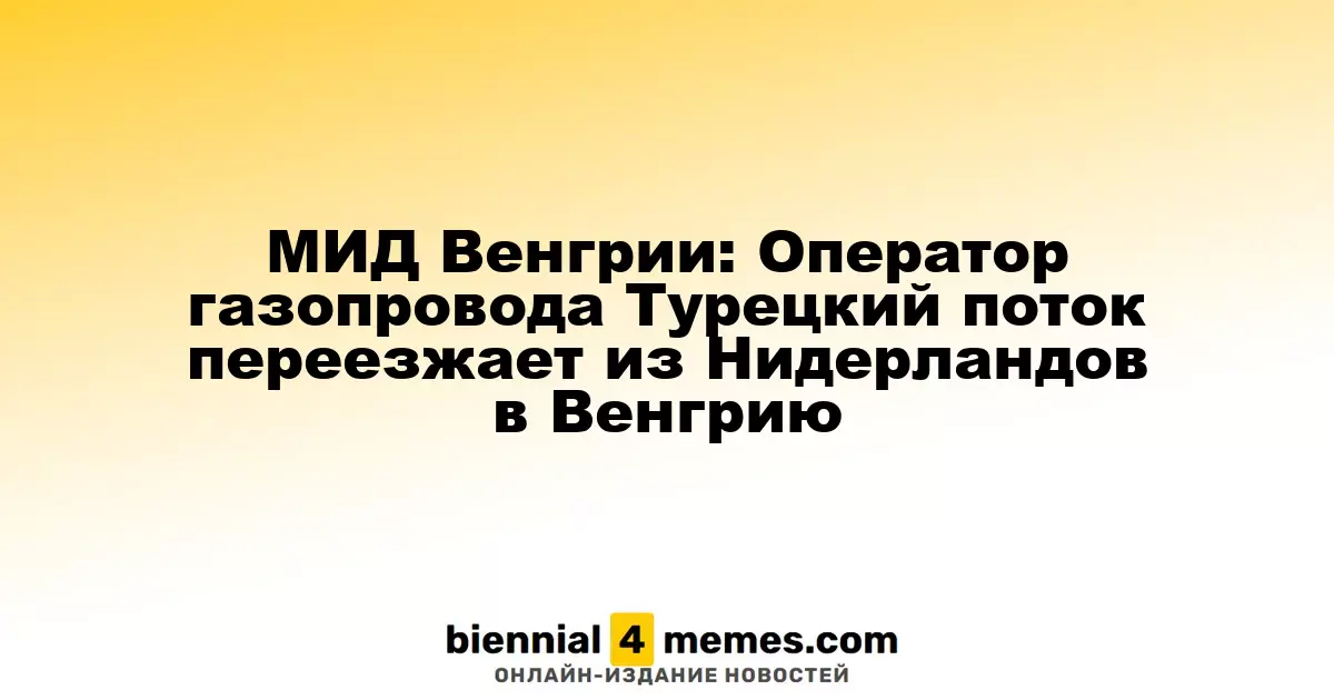 МИД Венгрии: Оператор газопровода Турецкий поток перемещает штаб-квартиру из Нидерландов в Венгрию