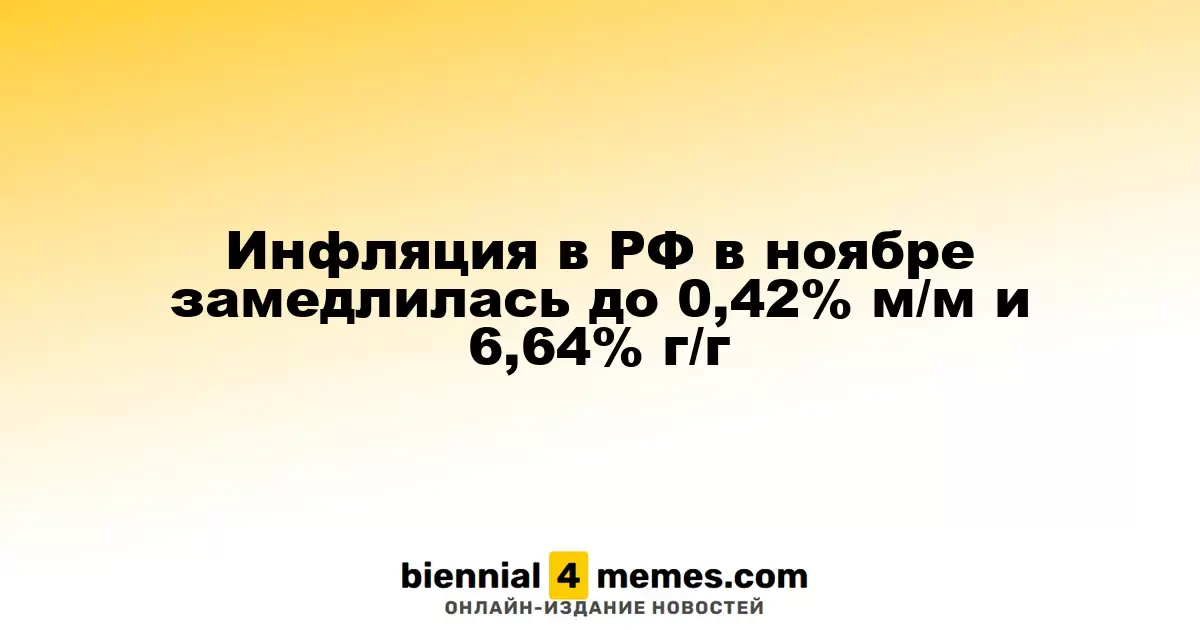 Инфляция в РФ в ноябре замедлилась до 0,42% м/м и 6,64% г/г